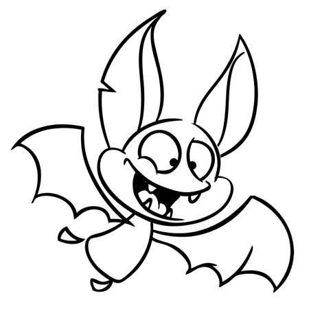 Halloween bat. Vector cartoon bat icon. Coloring bookのイラスト素材