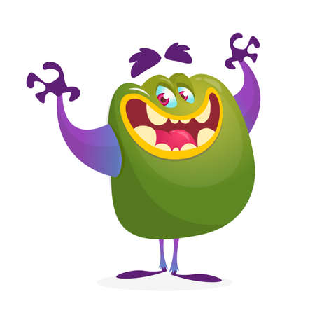 Happy cartoon monster presenting. Vector characterのイラスト素材