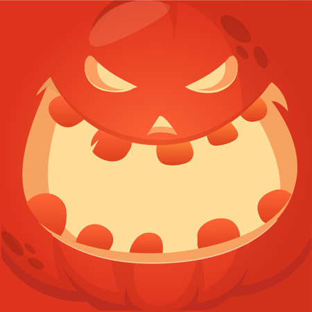 Cartoon vector monster pumpkin face. Cute square avatar and iconのイラスト素材