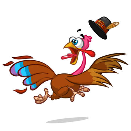 Turkey Escape Cartoon Mascot Character. Vector Illustration Isolated on whiteのイラスト素材