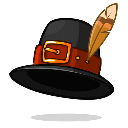 Pilgrim hat on white, Thanksgiving symbol, vectorのイラスト素材