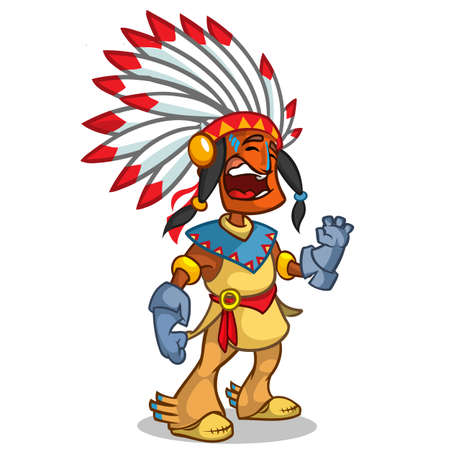 A happy cartoon Native American standing and smilingのイラスト素材