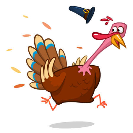 Turkey Escape Cartoon Mascot Character. Vector Illustration Isolated on whiteのイラスト素材