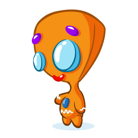 Gingerbread man Christmas cookie character isolated on white. Vector illustrationのイラスト素材