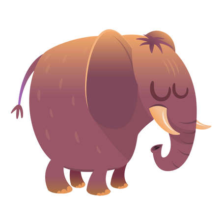 Cute cartoon elephant character. Wild  animal collection. Baby education. Isolated vector illustration.のイラスト素材