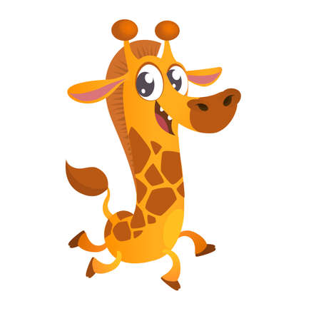 Cute cartoon giraffe character icon. Wild animal collection. Baby education. Isolated on white background. Flat design. Vector illustration.のイラスト素材