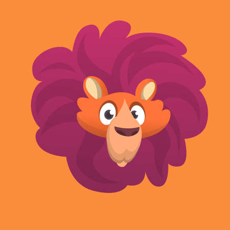 Cartoon lion head icon. Flat Bright Color Simplified Vector Illustration In Fun Cartoon Style...