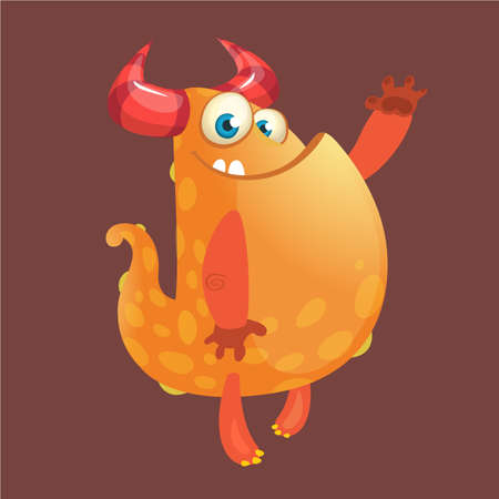 Cute orange fat cartoon monster blob. Vector illustration. Halloween designのイラスト素材