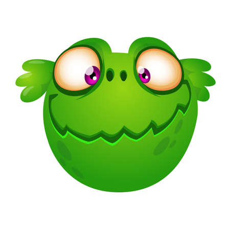 Cute cartoon green alien head. Vector illustration for children book, sticker, printのイラスト素材