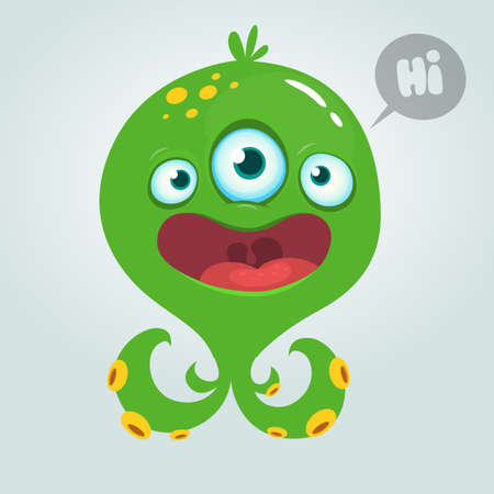 Cute alien monster cartoon. Halloween vector illustration isolatedのイラスト素材
