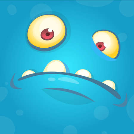 Funny smiling cartoon monster face avatar. Halloween monster character. Prints design for t-shirtsのイラスト素材