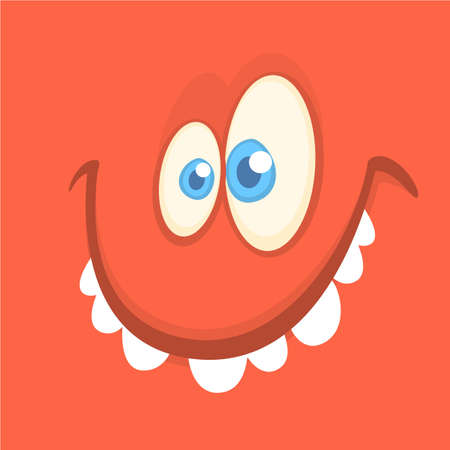 Cartoon happy monster avatar smiling. Halloween vector illustrationのイラスト素材