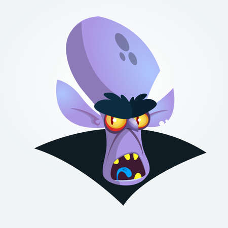 Happy cartoon vampire head yelling. Vector illustrationのイラスト素材