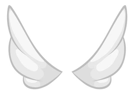Hand drawn angel or bird wing. Outlined drawing element isolated on white background. Vector illustration.のイラスト素材