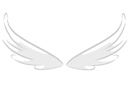 Cartoon set of cartoon wings. Two pair. Contour and painted ornamentのイラスト素材