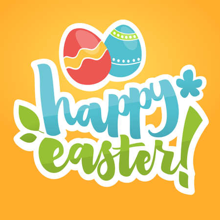 Easter card illustration, hand lettering, calligraphy vector.のイラスト素材