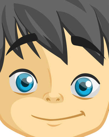 Cute cartoon boy face in a portrait type avatar.のイラスト素材