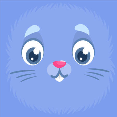 Cute blue rabbit bunny face avatar cartoon. Vector illustrationのイラスト素材