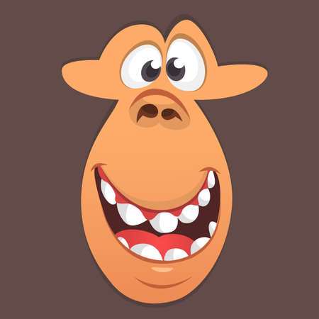 Cartoon monkey face avatar. Vector illustration of smiling monkey avatar characterのイラスト素材