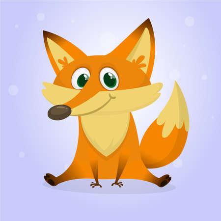 Cute fox sits. Vector illustration with an animal in cartoon style.のイラスト素材