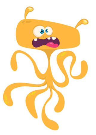 Cute cartoon monster alien or octopus. Vector illustration. Design for children book, sticker, print or party decorationのイラスト素材