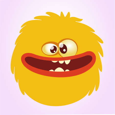 Happy cartoon monster smiling head. Vector illustrationのイラスト素材