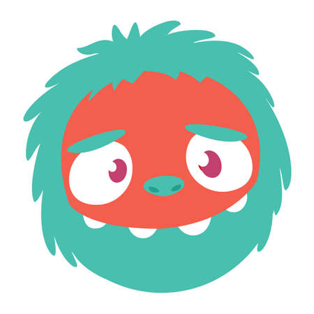 Happy cartoon monster head smiling. Vector  illustrationのイラスト素材