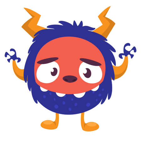 Scary cartoon monster. Vector Halloween blue monster illustrationのイラスト素材