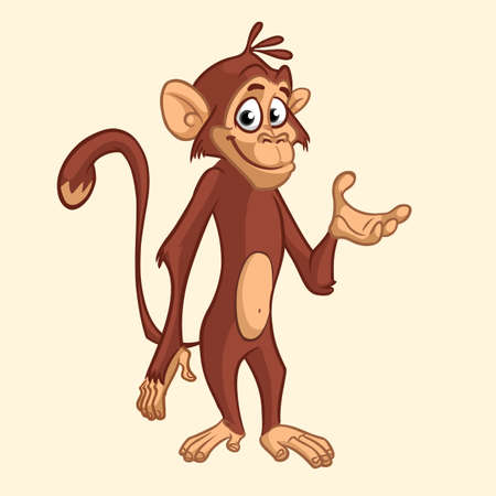 Funny monkey cartoon icon. Vector illustration of drawing monkey outlinedのイラスト素材