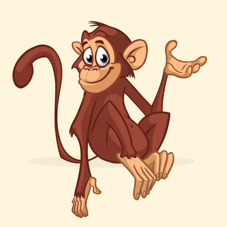 Cartoon monkey character. Vector illustration of funny chimpanzeeのイラスト素材