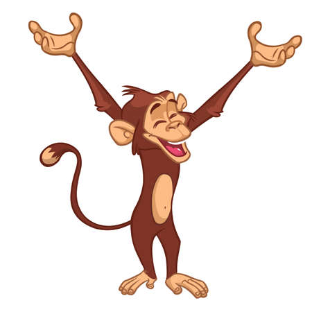 Cute cartoon monkey chimpanzee. Vector illustration isolatedのイラスト素材