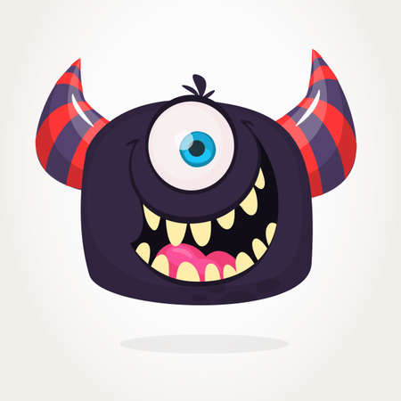 Angry cartoon monster. Angry black monster emotion. Halloween vector illustration. Big set of carton monsters clipartのイラスト素材