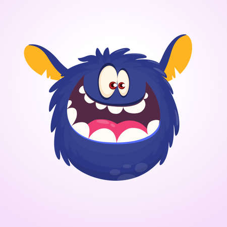 Happy cartoon monster. Laughting monster face emotion. Halloween vector illustrationのイラスト素材