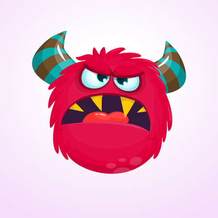 Angry cartoon monster. Angry red monster emotion. Halloween vector illustration. Big set of carton monsters clipartのイラスト素材