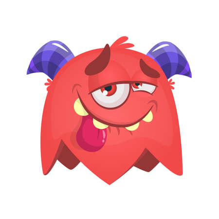 Happy cartoon flying monster. Vector Halloween monster character.のイラスト素材
