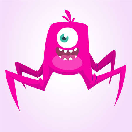 Happy and cute cartoon monster. Vector illustration for Halloweenのイラスト素材