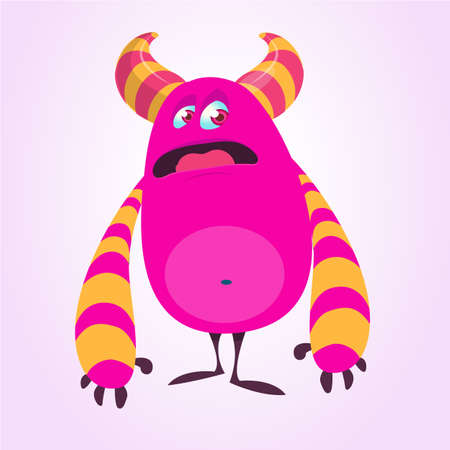 Happy and cute cartoon monster. Vector illustration for Halloweenのイラスト素材