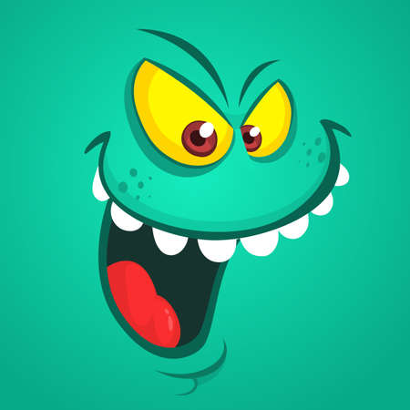 Angry cartoon monster face. Vector Halloween  monster avatar