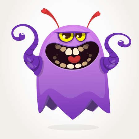 Angry cartoon monster screaming. Yelling angry monster expression. Halloween vector illustrationのイラスト素材