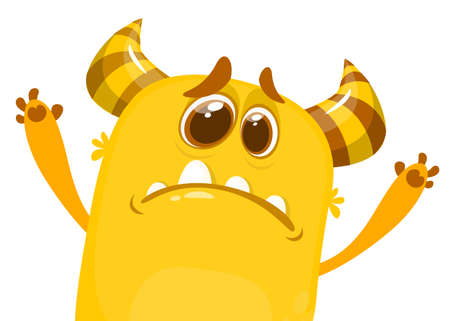 Grumpy upset monster cartoon. Halloween character for postcard, print, sticker or decorationのイラスト素材
