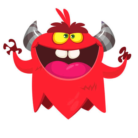 Angry cartoon monster. Vector Halloween monster character.のイラスト素材