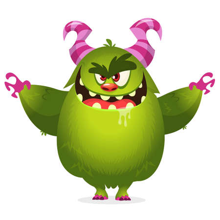 Angry cartoon monster. Halloween vector illustration.のイラスト素材