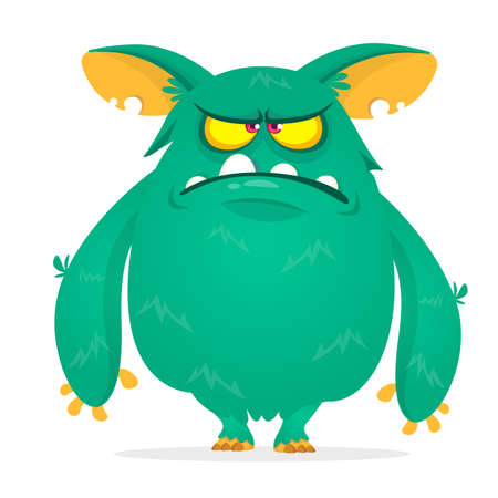 Angry cartoon monster. Halloween vector illustration.のイラスト素材