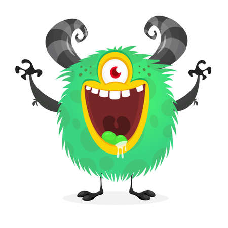 Cute cartoon monster with one eye. Vector funny monster characterのイラスト素材