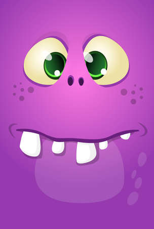 Cool cartoon monster face. Halloween vector illustrationのイラスト素材