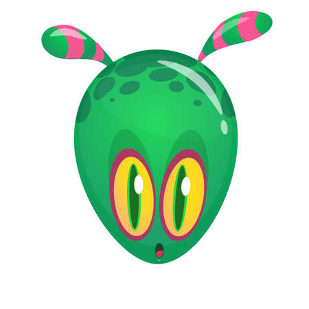 Green alien cartoon. Vector icon isolatedのイラスト素材