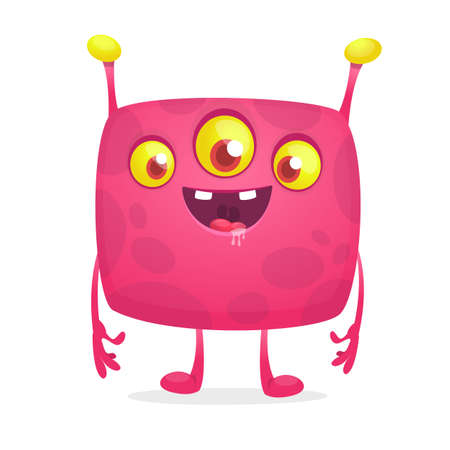 Cartoon thee eyed alien illustrationのイラスト素材