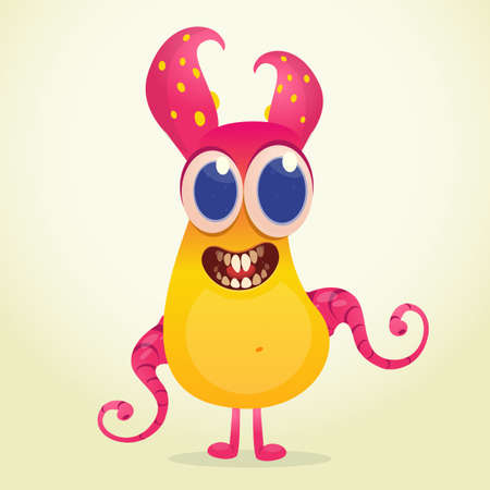 Funny cartoon monster character. Vector alien character illustratedのイラスト素材