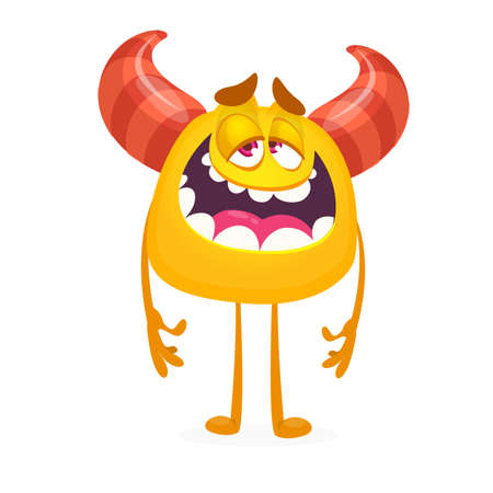 Cartoon  funny monster with tired or bored expression. Halloween vector illustrationのイラスト素材