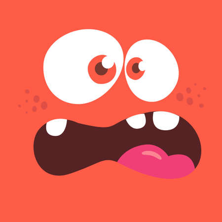 Cool cartoon red monster face. Halloween vector illustrationのイラスト素材